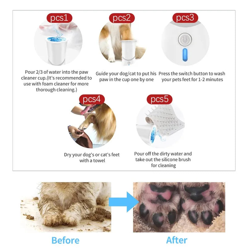 Automatic Dog Paws Cleaner Pet Foot Washer Cup Portable Paw Cleaner for Small and Medium-Sized Dogs Silicone Dog Paw Cleaner Cup