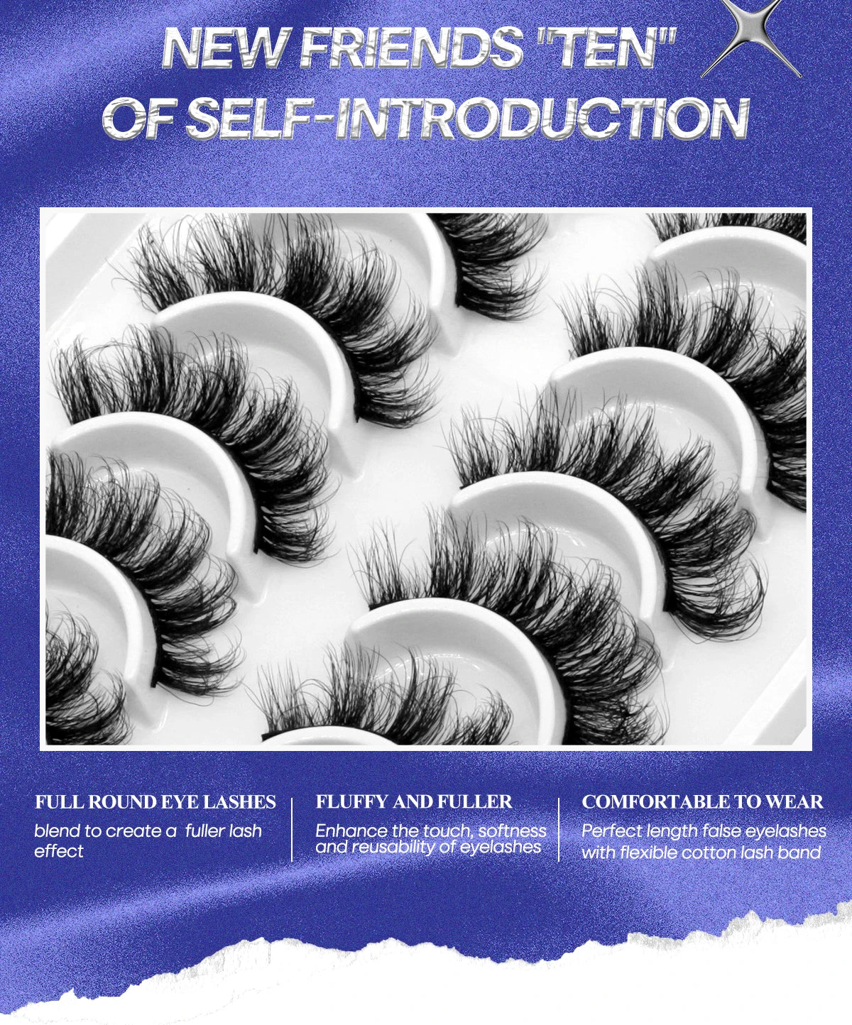 GROINNEYA 5/10 pairs 3D Mink Lashes Faux Mink Fluffy Lash Soft Full Thick Wispy Eyelash Dramatic False Eyelashes Makeup