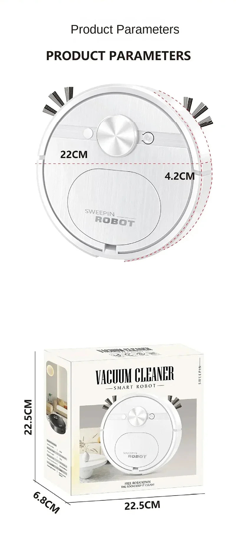 Xiaomi MIJIA Smart Sweeping Robot Vacuum Cleaner 3 in 1 Robot Vacuum Cleaner Suction Power Great for Pet Hair Carpets Floors