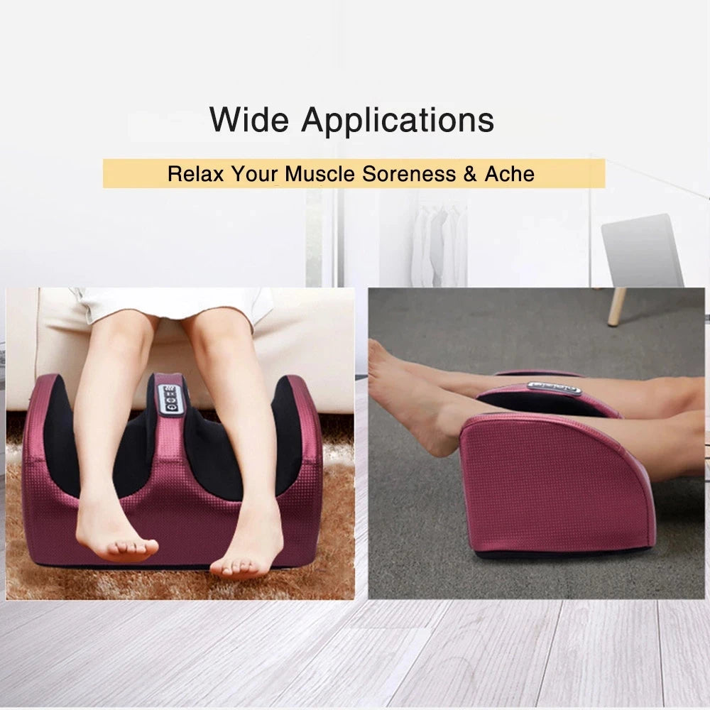 Electric Foot Massager. Deep Tissue Relax Heated Roller Calf Pain Relief Fatigue Muscles Vibrator Machine Health