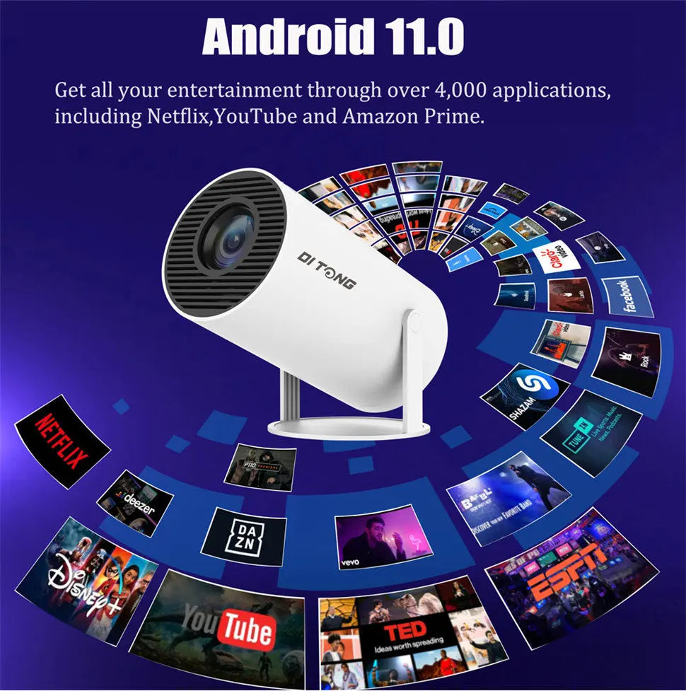 HD Projector portatil 4K 1280x720P Android LED Video Home Theater Cinema Phone mini Proyector Movie HY300 pro