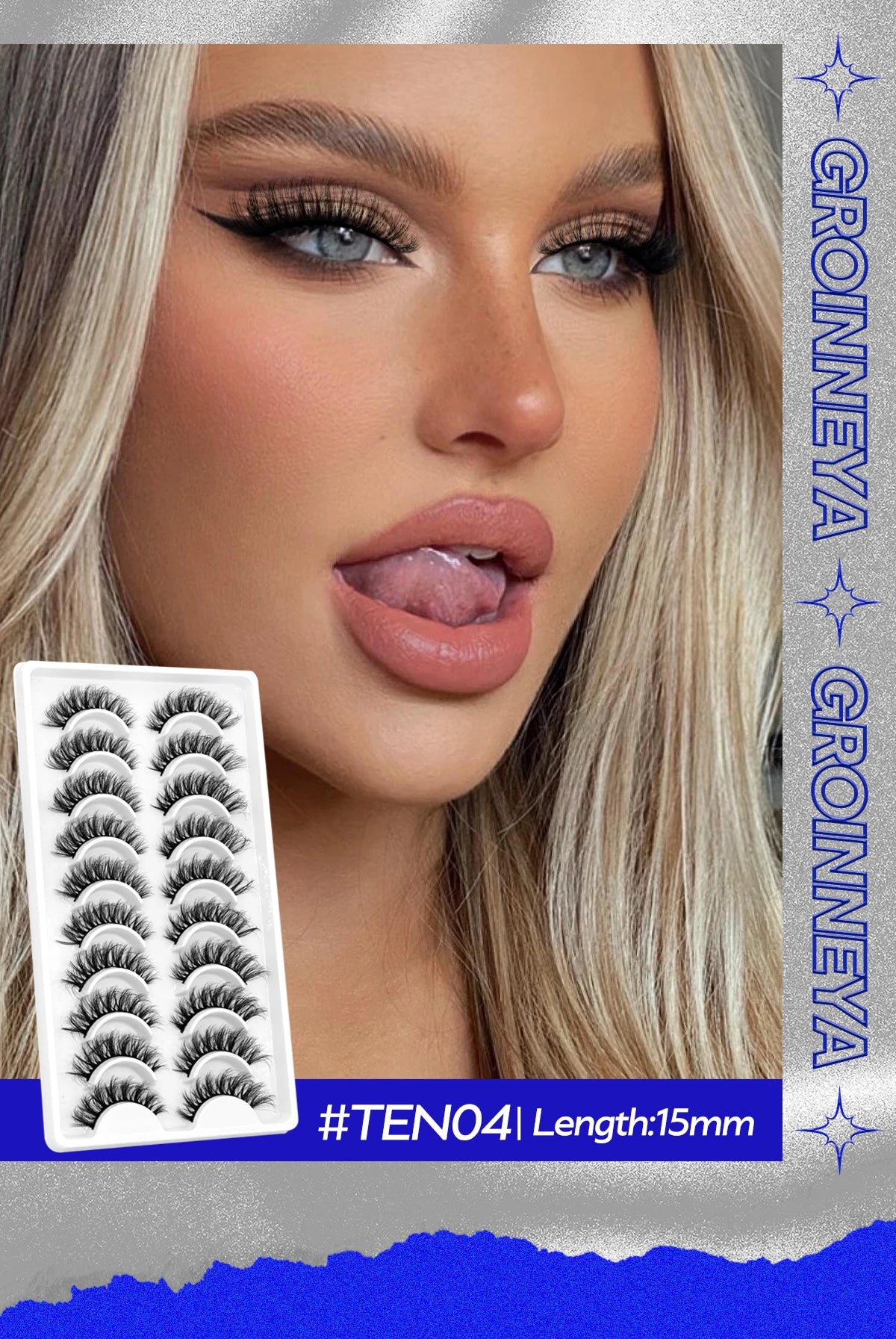 GROINNEYA 5/10 pairs 3D Mink Lashes Faux Mink Fluffy Lash Soft Full Thick Wispy Eyelash Dramatic False Eyelashes Makeup