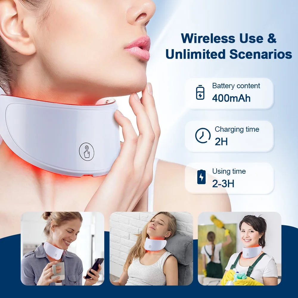 Led Facial Mask With Neck Red Light Therapy Mask For Skin Tightening Lifting Anti-aging Bio-Light Beauty Whitening Home
