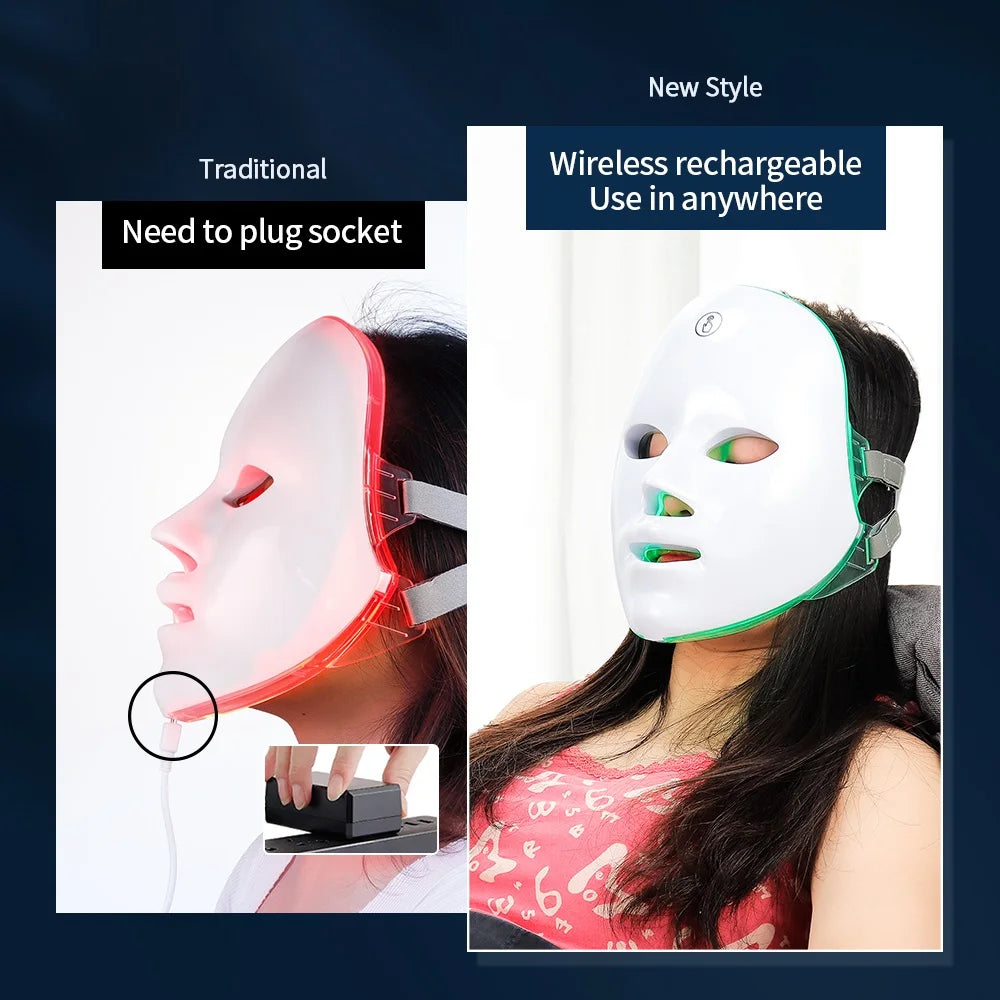 Led Facial Mask With Neck Red Light Therapy Mask For Skin Tightening Lifting Anti-aging Bio-Light Beauty Whitening Home