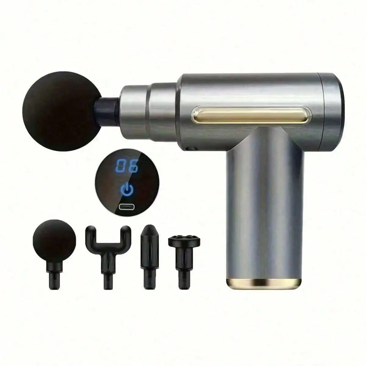 Portable Muscle Massage Gun With Led Touch Screen,More Speed Adjustment, Rechargeable, And 4 Replaceable Massage Heads