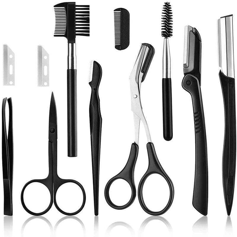 2023 New Eyebrow Trimmer Set Scissors Tweezers Eyebrow Razor Scraping Eyebrow Comb Razor Eyebrow Clip Makeup Tools Sets