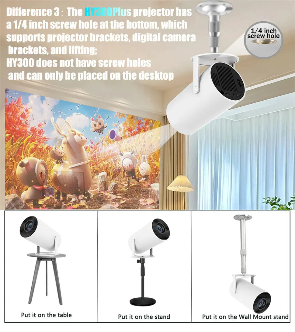 HD Projector portatil 4K 1280x720P Android LED Video Home Theater Cinema Phone mini Proyector Movie HY300 pro