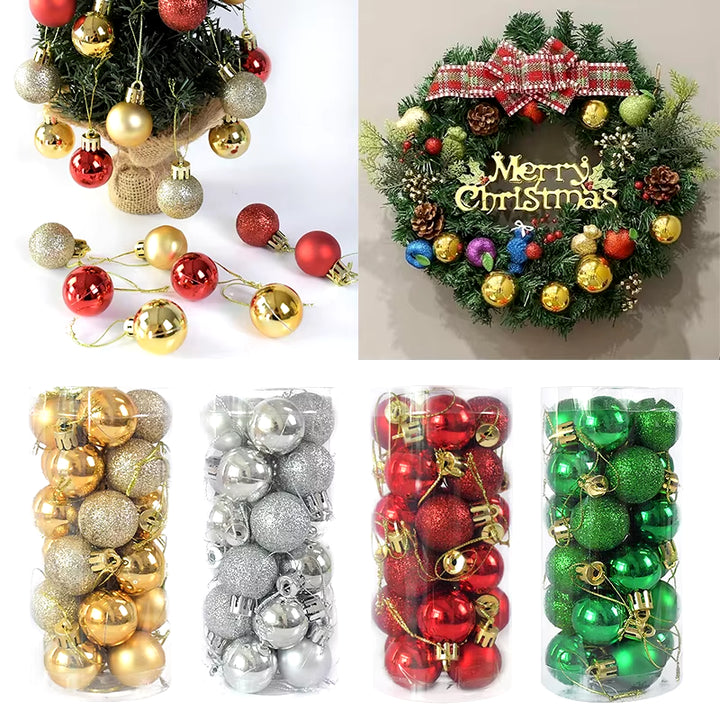 3Cm 24Pcs Christmas Balls Ornament Decorations for Home Christmas Tree Hanging Bauble Ball New Year Navidad Party Decor Supplies
