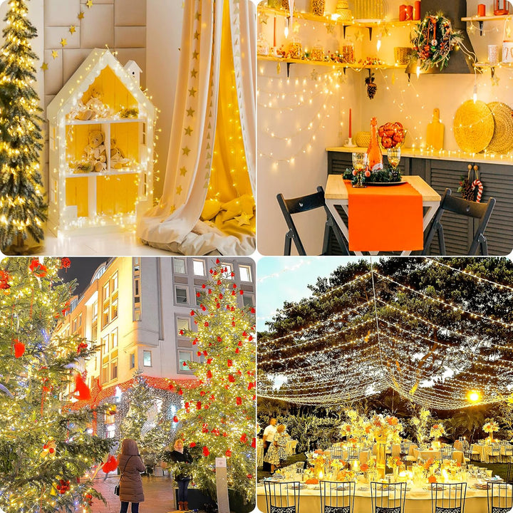 165FT 500LED String Lights LED Starry Fairy Light, Twinkle String Lights Decorative Lights with 8 Modes 30V Plug in for Wedding,Patio,Gate,Party Indoor Outdoor Decoration (Warm White)