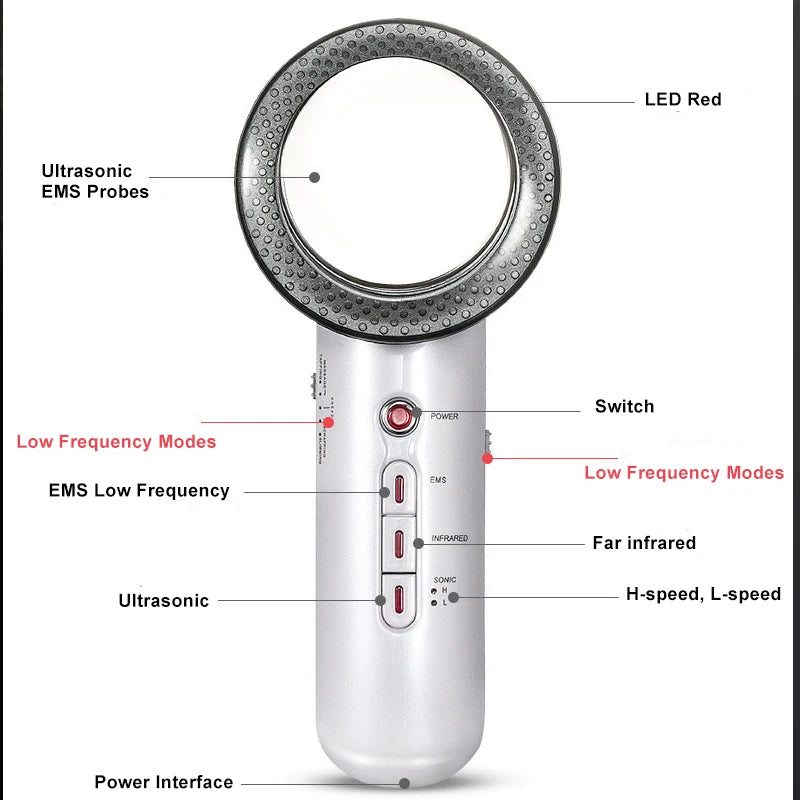 3 In 1 EMS Ultrasonic Cavitation Weight Lose Facial Lifting Body Slimming Massager Galvanic Infrared Lipo Fat Burner Machine