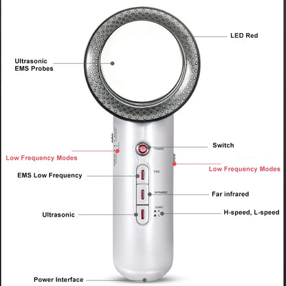 3 In 1 EMS Ultrasonic Cavitation Weight Lose Facial Lifting Body Slimming Massager Galvanic Infrared Lipo Fat Burner Machine