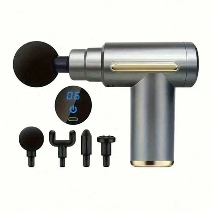 Portable Muscle Massage Gun  With Led Touch Screen,More Speed Adjustment, Rechargeable, And 4 Replaceable Massage Heads