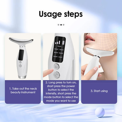 3-level Face & Neck Beauty Vibration Massage Device.  Improve Neck Lines.