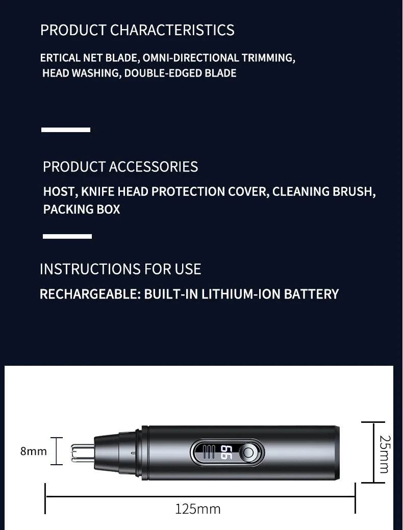 Mini Pocket Nose Hair Trimmer Clipper. Nose, Ears, Hair, Eyebrow. Waterproof Portable Trimmer For Men Women