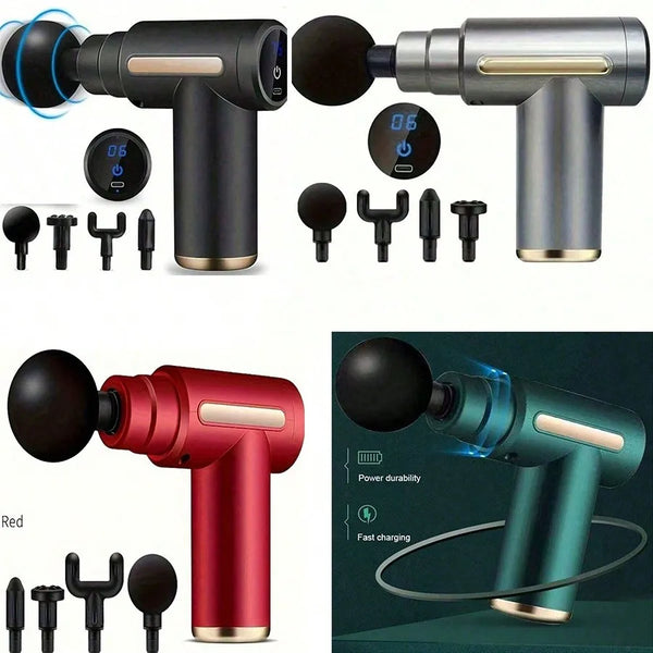 Portable Muscle Massage Gun  With Led Touch Screen,More Speed Adjustment, Rechargeable, And 4 Replaceable Massage Heads